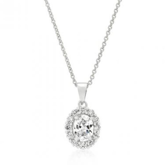 gorgeous ladies white gold plated 5ctw CZ diamond 18" designer bridal necklace - Picture 2 of 2